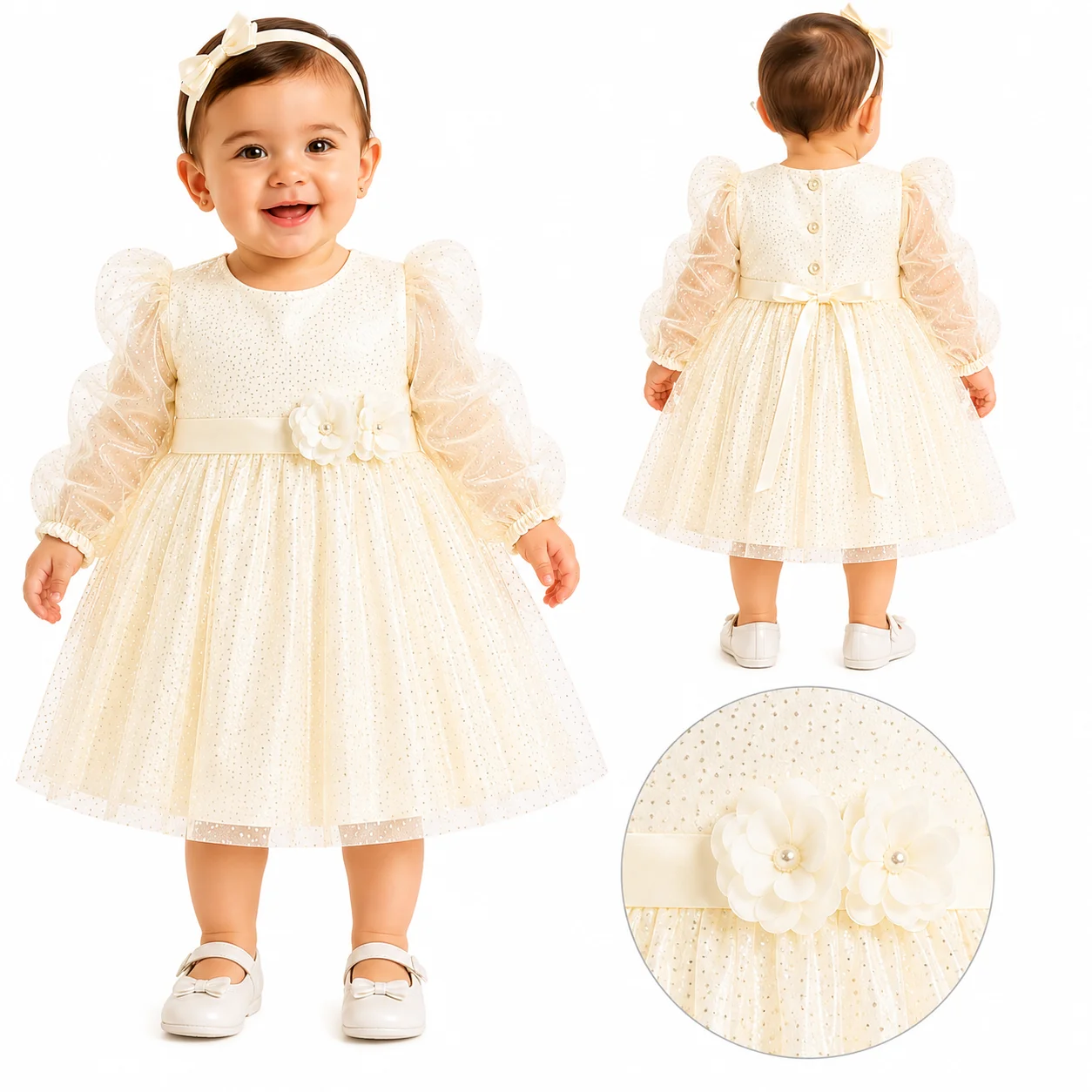 Vestidos Tull Manga Larga Beba