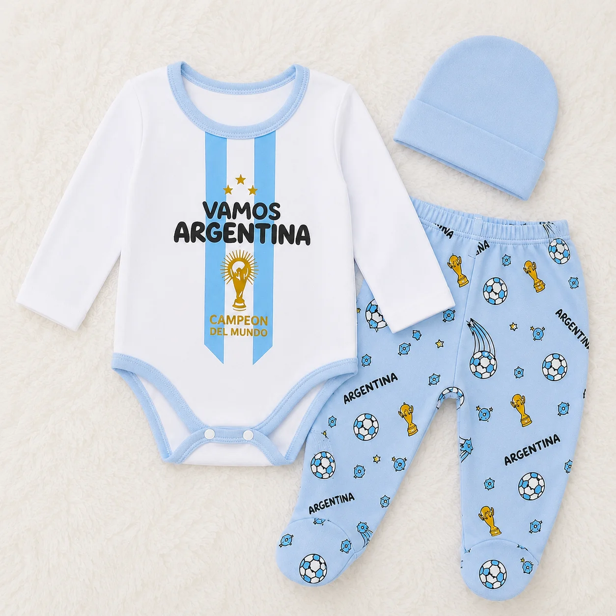 Conjunto 3 Piezas Body/Pant/Gorro Argentina