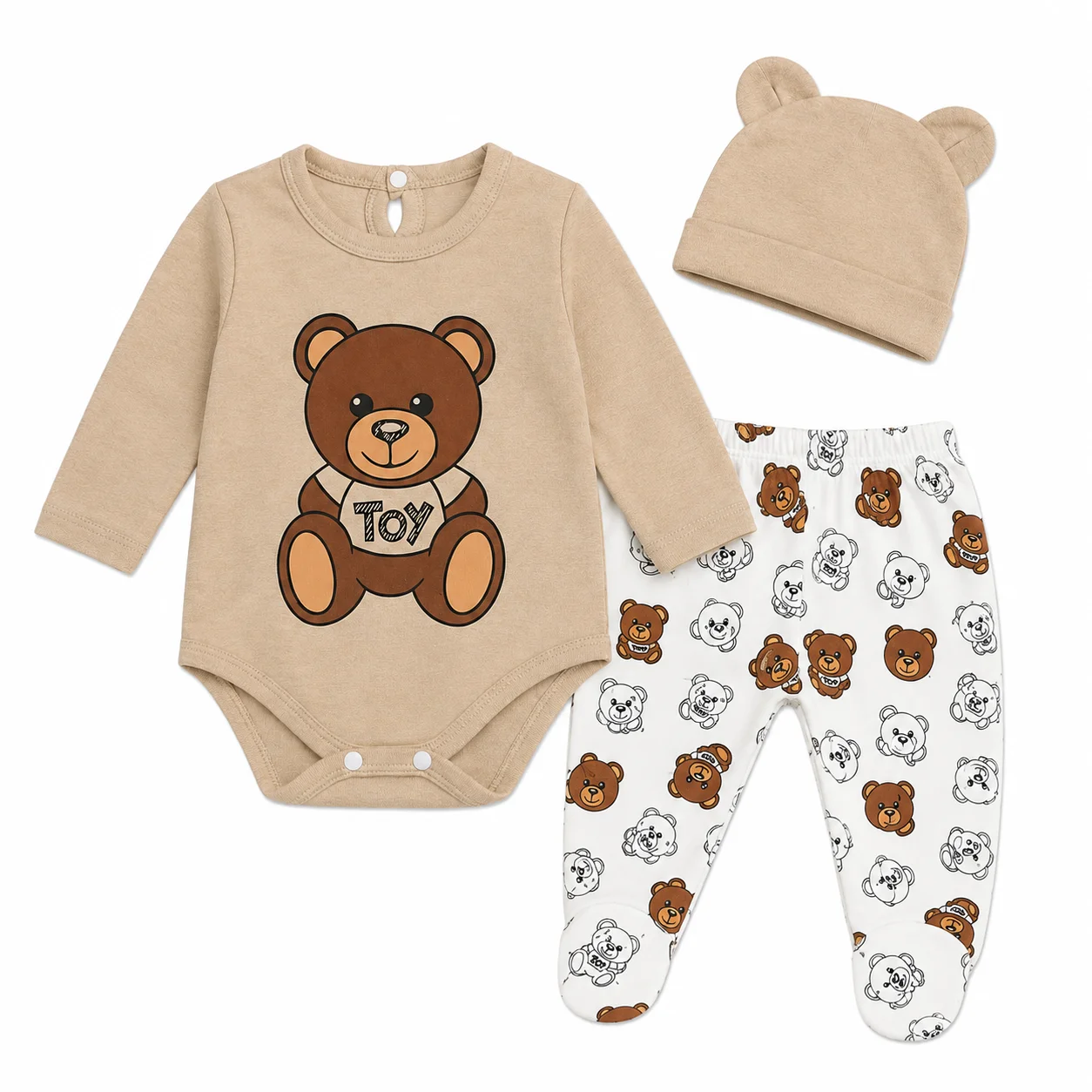 Conjunto 3 Piezas Body/Pant/Gorro Oso