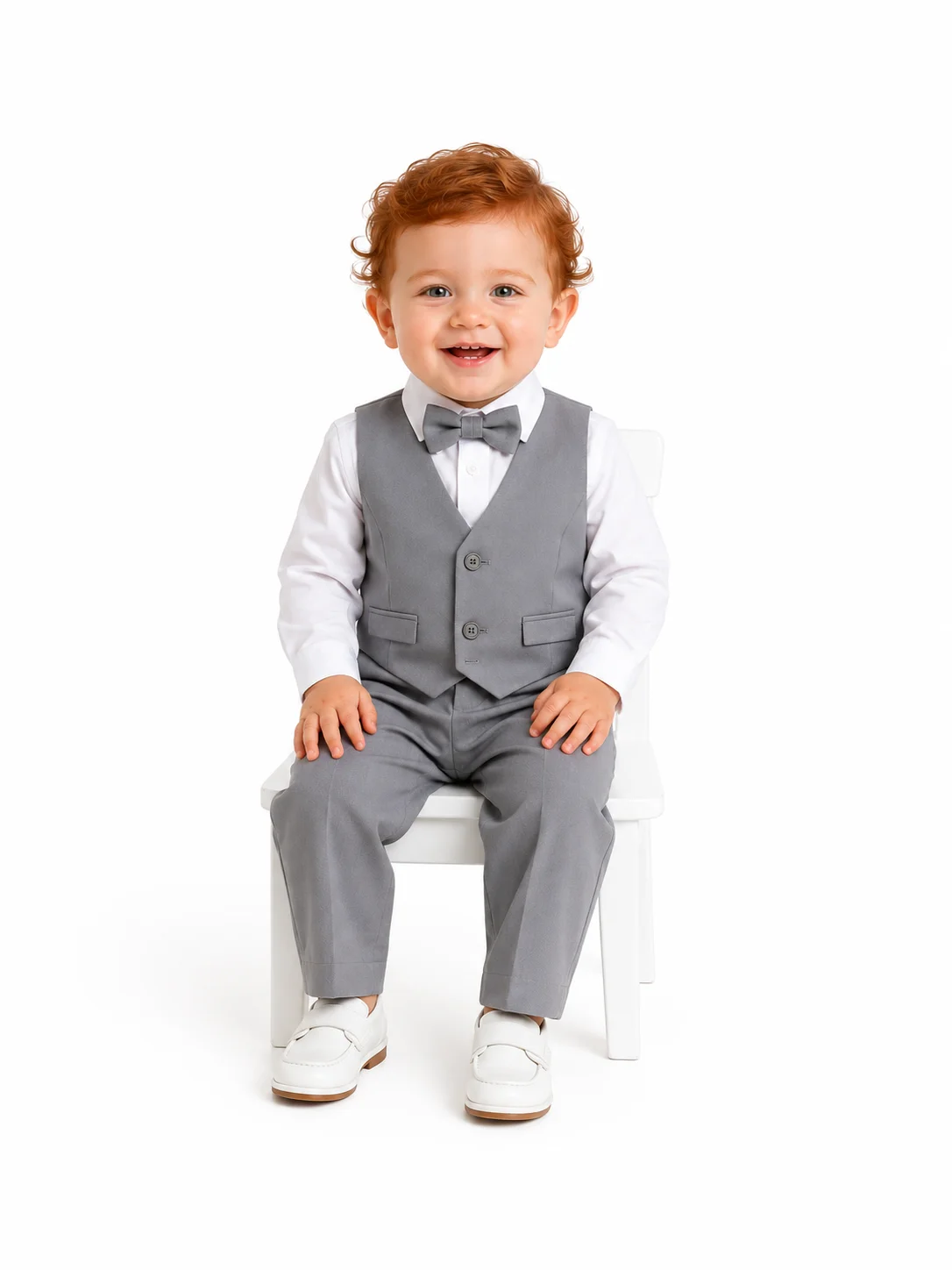 Conjunto de Bautismo Moño Camisa/Chaleco/Pantalon