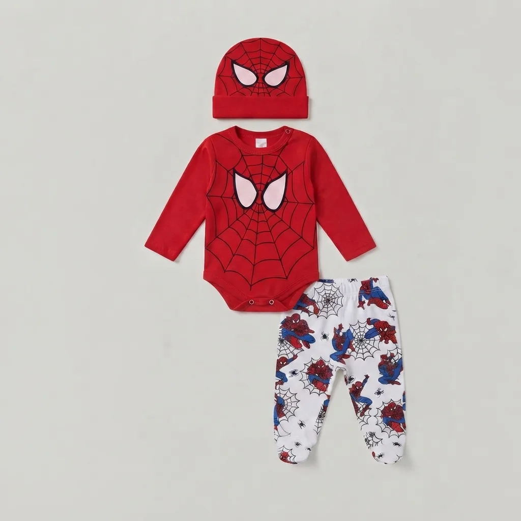 Conjunto Spiderman 3 Piezas Body/Pant/Gorro