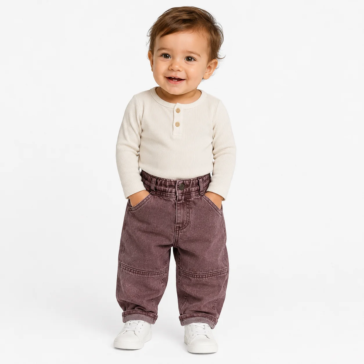 Jeans Baggi Liso Elastico Cintura Bebe