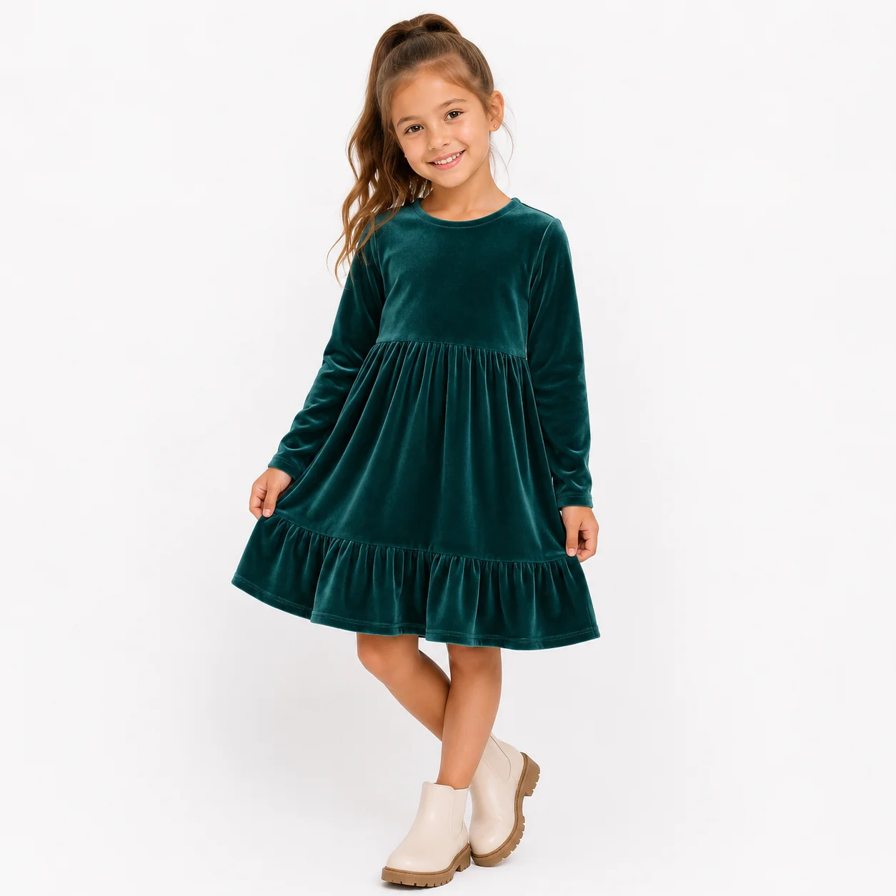 Vestido Plush Manga Larga Nena