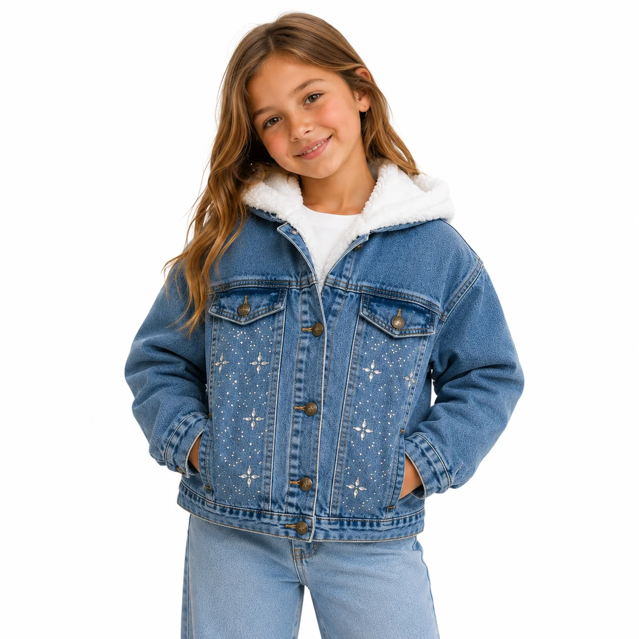 Campera Jeans con Brillo color Celeste - Tasmy