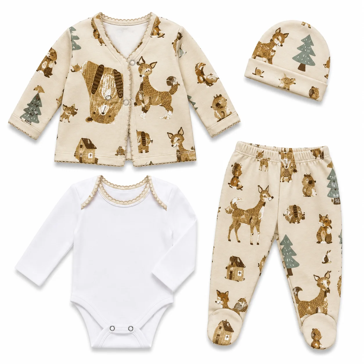 Conjunto 4 Piezas Bebé Estampado - Tasmy
