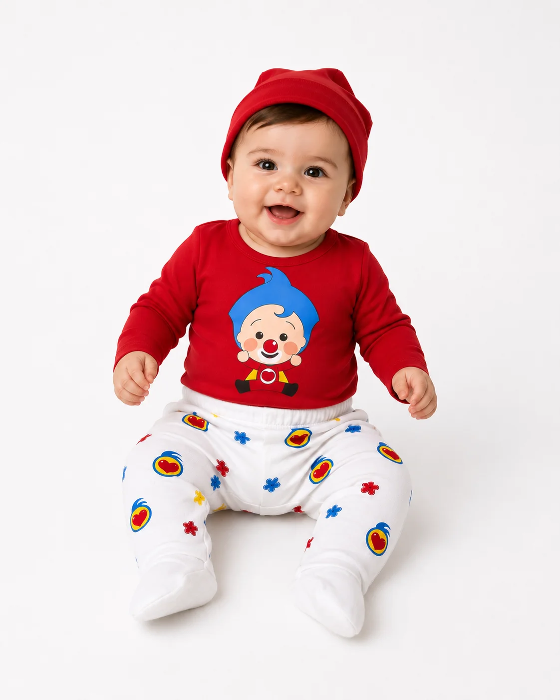 Conjunto Body, Pantalón y Gorra Bebé color Rojo - Tasmy