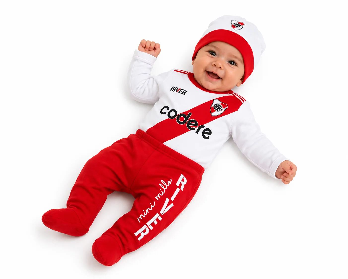 Conjunto River Body, Pantalón y Gorro color Rojo, Blanco - Tasmy