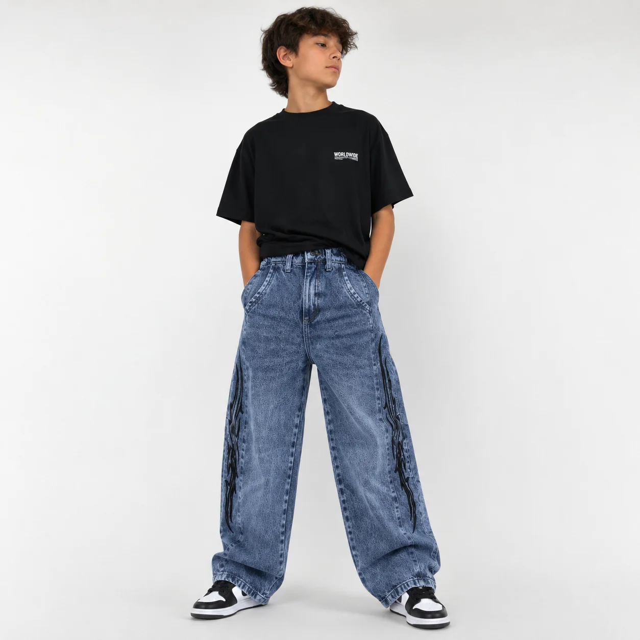 Jean Baggy Bordado color Azul - Tasmy