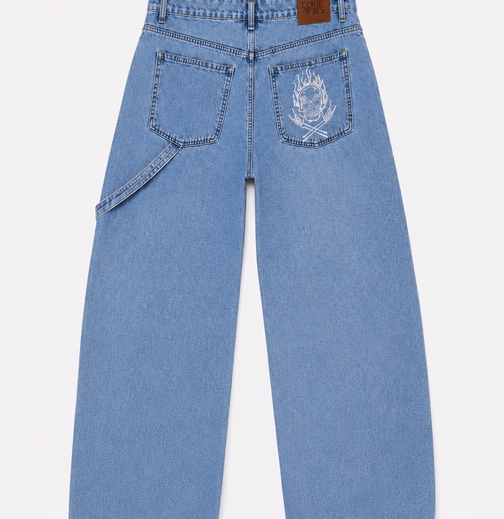 Jeans Baggy Calabera Bordado - Tasmy