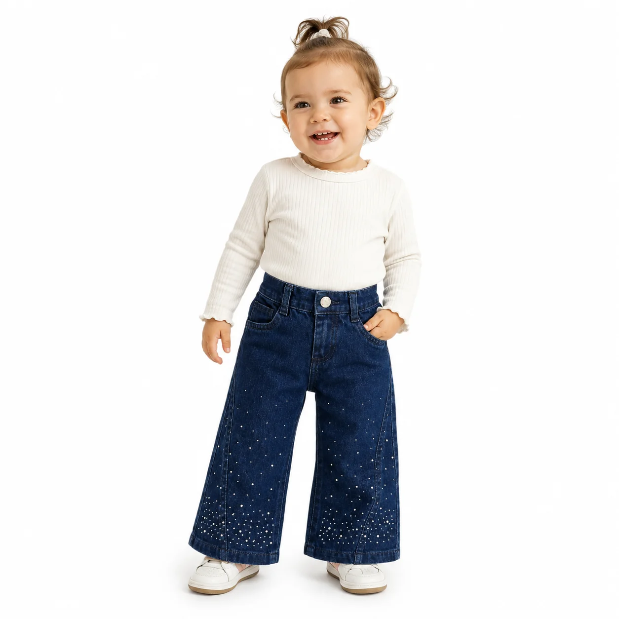 Jeans Palazzo Brillo Bebé color Azul - Tasmy