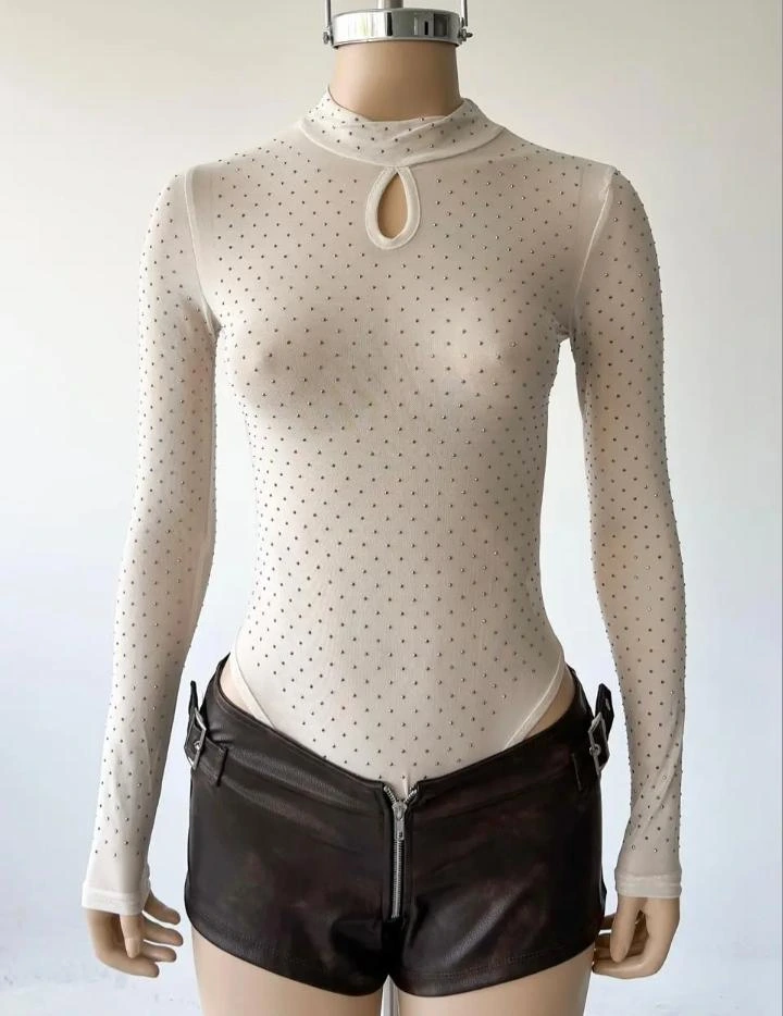 BODY POLERA MANGA LARGA STRAS ABERTURA GOTA 